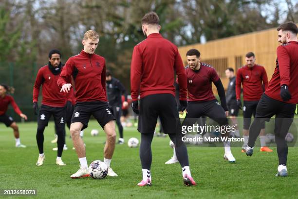 Flynn Downes during a Southampton FC training session at the Staplewood Campus on February 23, 2024 in Southampton, England.