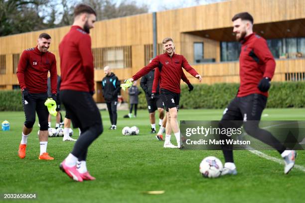 Stuart Armstrong during a Southampton FC training session at the Staplewood Campus on February 23, 2024 in Southampton, England.