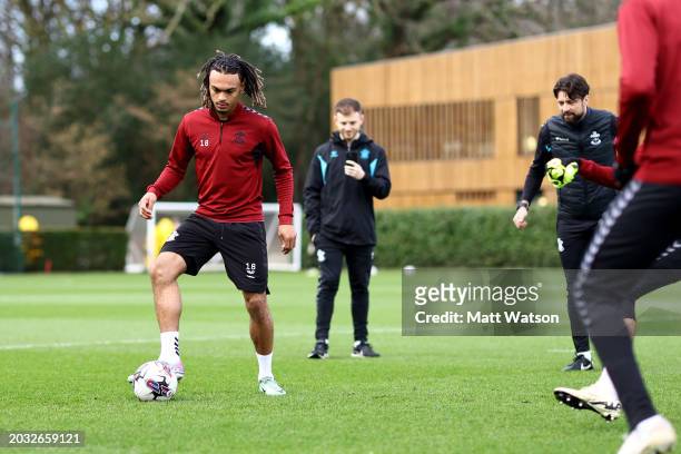 Sekou Mara during a Southampton FC training session at the Staplewood Campus on February 23, 2024 in Southampton, England.