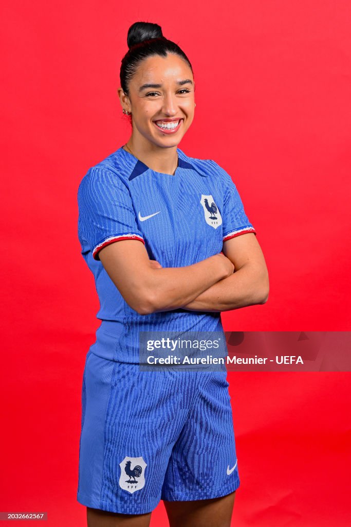 Sakina Karchaoui Of France Poses For A Portrait Prior To The UEFA sakina-karchaoui-of-france-poses-for-a-portrait-prior-to-the-uefa