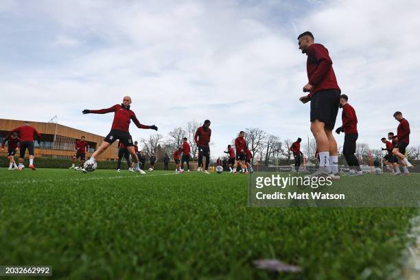 Will Smallbone during a Southampton FC training session at the Staplewood Campus on February 23, 2024 in Southampton, England.