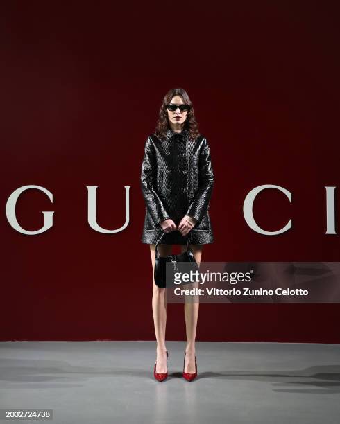 Alexa Chung attends the Gucci Women's Fall Winter 2024 Fashion Show during Milan Fashion Week Womenswear Fall/Winter 2024-2025 at Fonderia Carlo...