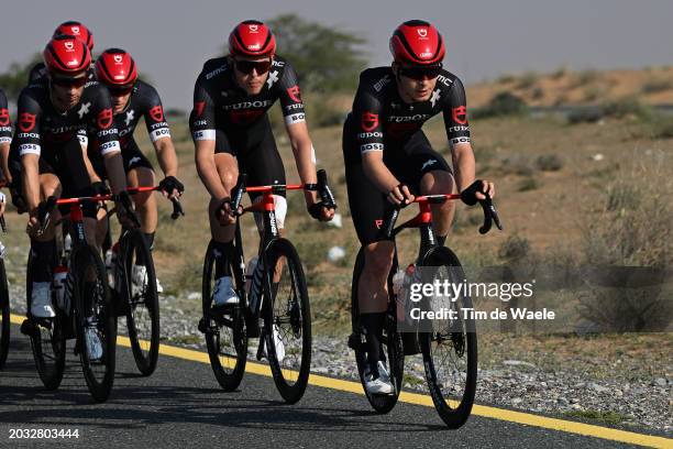 Michael Storer of Australia and Nils Brun of Switzerland and Team Tudor Pro Cycling compete during the 6th UAE Tour 2024, Stage 5 a 182km stage from...