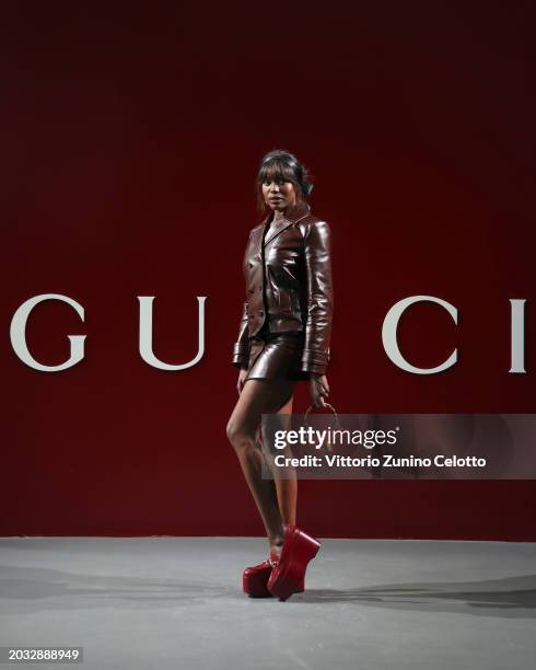 Anna Diop attends the Gucci Women's Fall Winter 2024 Fashion Show during Milan Fashion Week Womenswear Fall/Winter 2024-2025 at Fonderia Carlo Macchi...