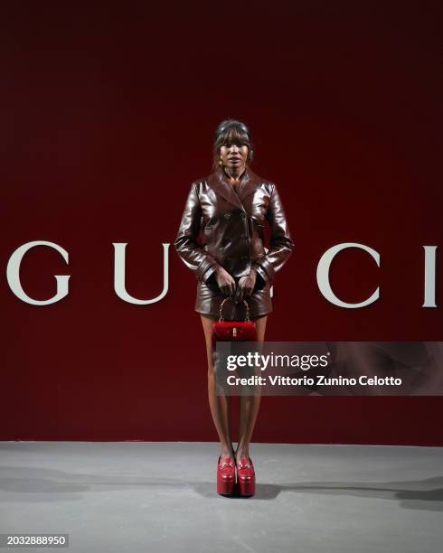 Anna Diop attends the Gucci Women's Fall Winter 2024 Fashion Show during Milan Fashion Week Womenswear Fall/Winter 2024-2025 at Fonderia Carlo Macchi...