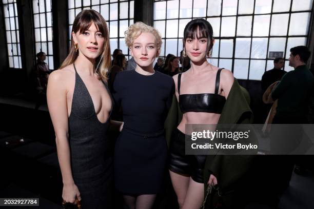 Daisy Edgar-Jones, Julia Garner and Davika Hoorne attend the Gucci Women's Fall Winter 2024 Fashion Show during Milan Fashion Week Womenswear...