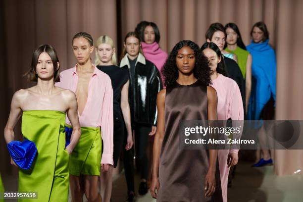 Models walk the runway at the Philosophy By Lorenzo Serafini fashion show during the Milan Fashion Week Womenswear Fall/Winter 2024-2025 on February...