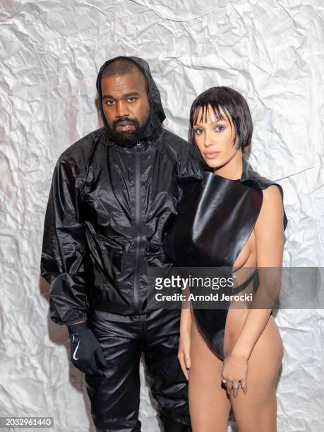 Kanye West and Bianca Censori attends the Marni fashion show during the Milan Fashion Week Womenswear Fall/Winter 2024-2025 on February 23, 2024 in...