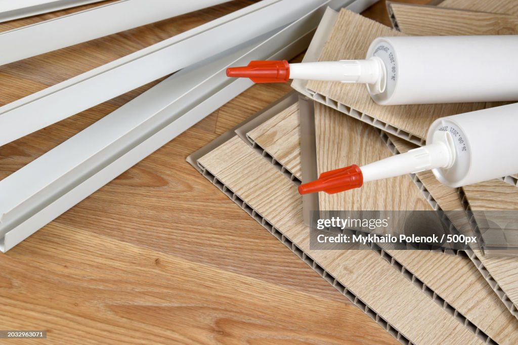 High angle view of work tools on table