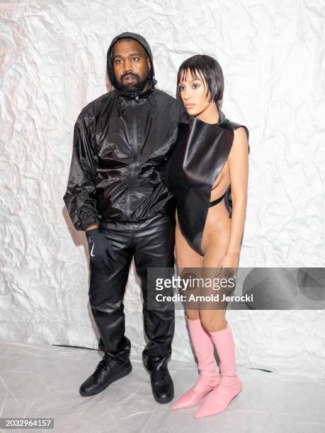 Kanye West and Bianca Censori attends the Marni fashion show during the Milan Fashion Week Womenswear Fall/Winter 2024-2025 on February 23, 2024 in...