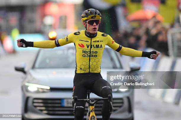 Jonas Vingegaard of Denmark and Team Visma | Lease a Bike celebrates at finish line as stage winner during the 3rd O Gran Camiño - The Historical...