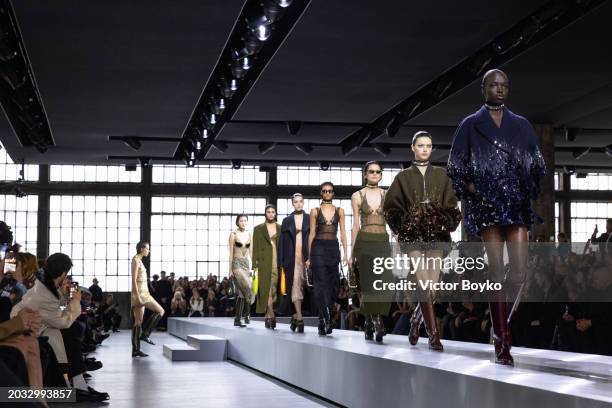 Models walk the runway at the finale of the Gucci Women's Fall Winter 2024 Fashion Show during Milan Fashion Week Womenswear Fall/Winter 2024-2025 at...