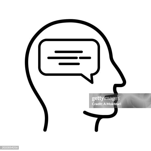 head icon with speech bubble - attendance stock illustrations