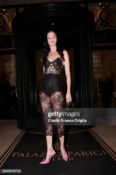 Mariacarla Boscono is seen during the Milan Fashion Week - Womenswear Fall/Winter 2024-2025 on February 23, 2024 in Milan, Italy.