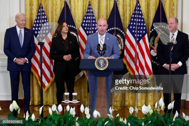 President Joe Biden and Vice President Kamala Harris host Utah Governor Spencer Cox , Colorado Governor Jared Polis and governors from across the...