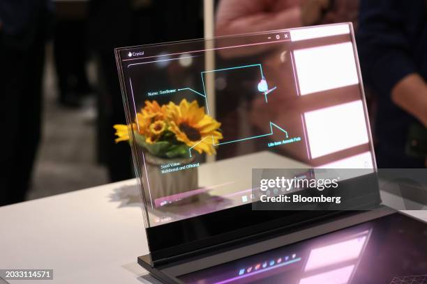 Concept ThinkBook laptop computer featuring a transparent display at the Lenovo Group Ltd. Booth on the opening day of the Mobile World Congress at...