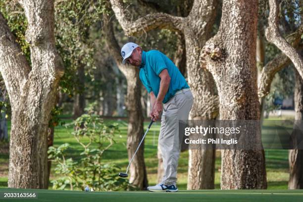 Steve Allan of Australia in action during the second round of the Trophy Hassan II at Royal Golf Dar Es Salam on February 23, 2024 in Rabat, Morocco.