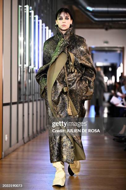 Model presents a creation by IFM Master of Arts for the Women Ready-to-wear Fall-Winter 2024/2025 collection as part of the Paris Fashion Week, at...