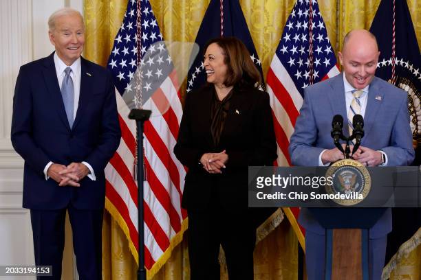 President Joe Biden and Vice President Kamala Harris host Utah Governor Spencer Cox and other governors from across the country for an event in the...