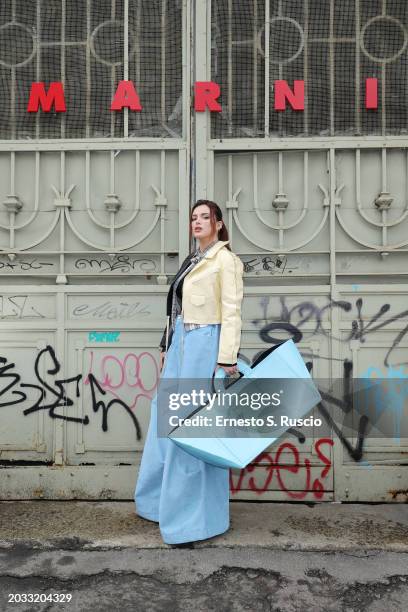 Bella Thorne attends the Marni Fall/Winter 2024 Fashion Show during the Milan Fashion Week - Womenswear Fall/Winter 2024-2025 on February 23, 2024 in...