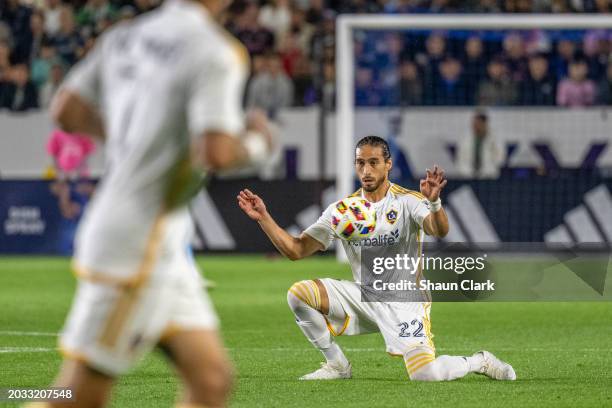 Martín Cáceres of Los Angeles Galaxy during the match against Inter Miami at Dignity Health Sports Park on February 25, 2024 in Carson, California....