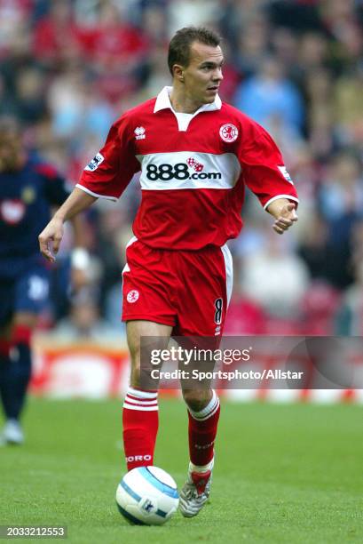 Szilard Nemeth of Middlesbrough on the ball during the Premier League match between Middlesbrough and Portsmouth at Riverside Stadium on October 24,...