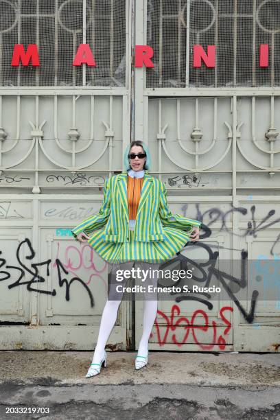 Rose Villain attends the Marni Fall/Winter 2024 Fashion Show during the Milan Fashion Week - Womenswear Fall/Winter 2024-2025 on February 23, 2024 in...
