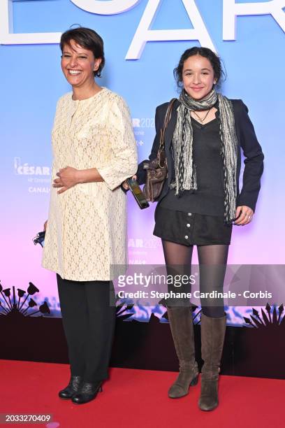 Najat Vallaud-Belkacem and Nour-Chloé Vallaud-Belkacem arrive at the 49th Cesar Film Awards at L'Olympia on February 23, 2024 in Paris, France.
