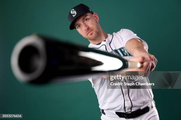 Mitch Garver of the Seattle Mariners poses for a portrait during photo day at the Peoria Sports Complex on February 23, 2024 in Peoria, Arizona.