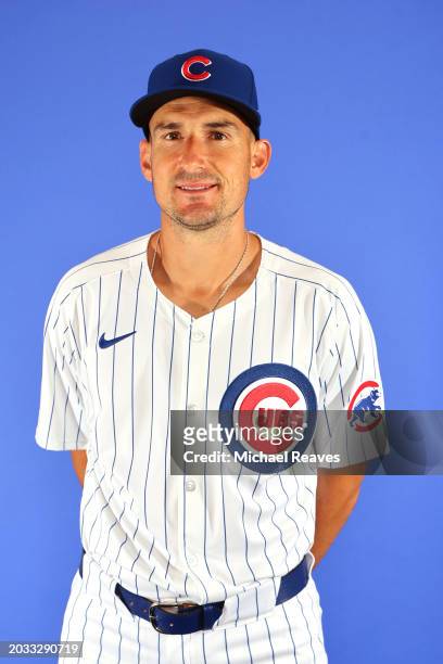 Ryan Flaherty of the Chicago Cubs poses for a portrait during Photo Day at Sloan Park on February 20, 2024 in Mesa, Arizona.