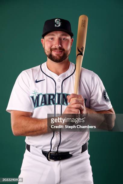 Cal Raleigh of the Seattle Mariners poses for a portrait during photo day at the Peoria Sports Complex on February 23, 2024 in Peoria, Arizona.