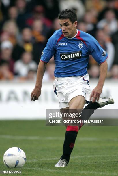 Nacho Novo of Glasgow Rangers on the ball during the Scottish Premiership match between Motherwell and Glasgow Rangers at Fir Park on October 17,...