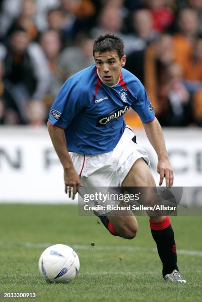 Nacho Novo of Glasgow Rangers on the ball during the Scottish Premiership match between Motherwell and Glasgow Rangers at Fir Park on October 17,...