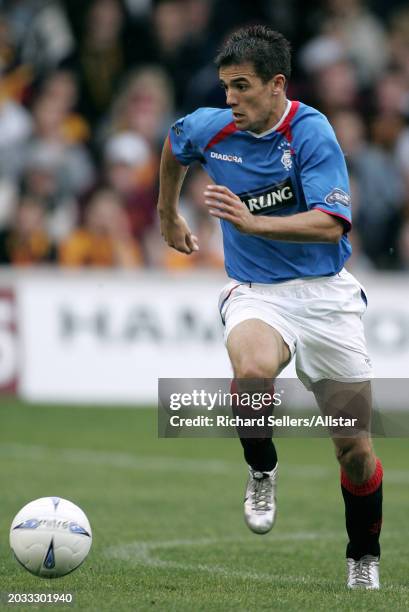 Nacho Novo of Glasgow Rangers on the ball during the Scottish Premiership match between Motherwell and Glasgow Rangers at Fir Park on October 17,...