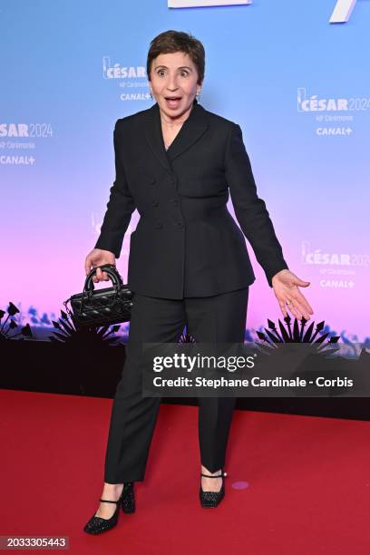 Ariane Ascaride arrives at the 49th Cesar Film Awards at L'Olympia on February 23, 2024 in Paris, France.