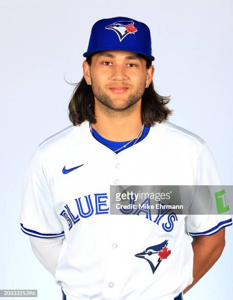 Bo Bichette of the Toronto Blue Jays poses for a portrait during photo day at TD Ballpark on February 23, 2024 in Dunedin, Florida.