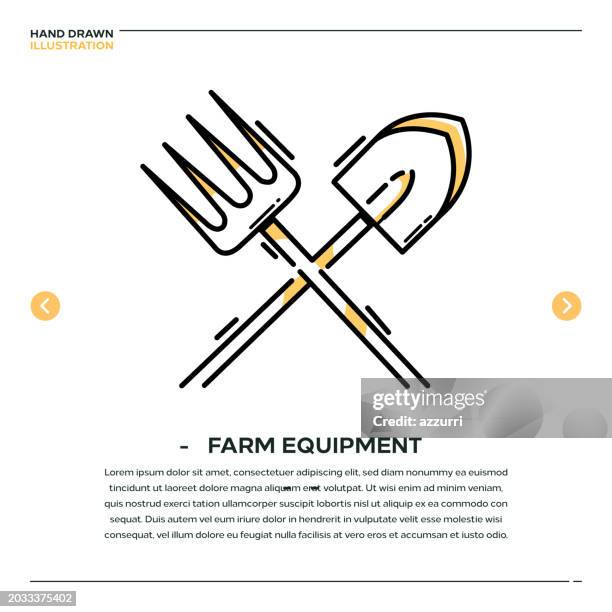 agricultural equipment hand drawn icon design - harrow stock illustrations