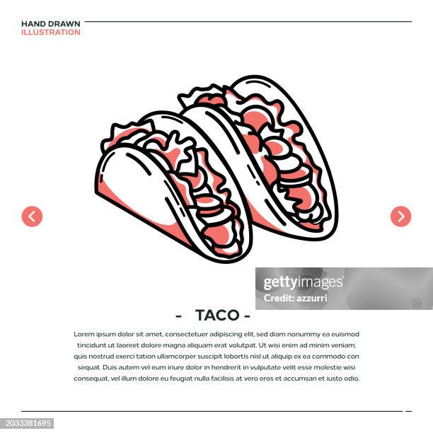 stockillustraties, clipart, cartoons en iconen met taco hand drawn icon design - tomato salsa