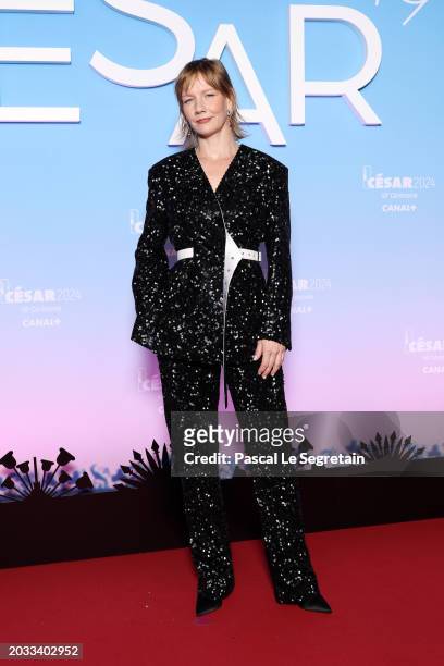 Sandra Hüller arrives at the 49th Cesar Film Awards at L'Olympia on February 23, 2024 in Paris, France.