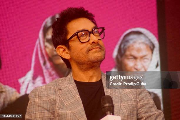 Aamir Khan attends the 'Ideas of India' by ABP network on February 23, 2024 in Mumbai, India.