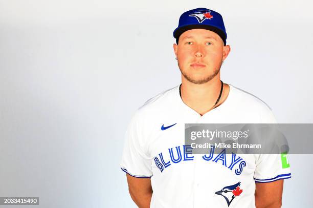 Nate Pearson of the Toronto Blue Jays poses for a portrait during photo day at TD Ballpark on February 23, 2024 in Dunedin, Florida.