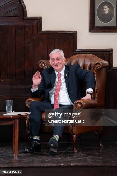 Sir Lindsay Hoyle, Speaker of the House of Commons, speaks at The Cambridge Union on February 23, 2024 in Cambridge, England.