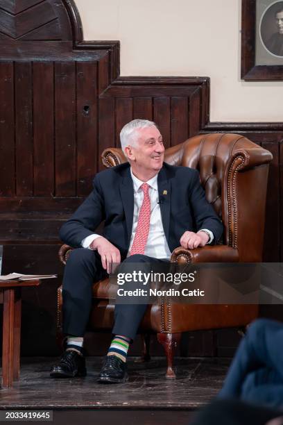 Sir Lindsay Hoyle, Speaker of the House of Commons, speaks at The Cambridge Union on February 23, 2024 in Cambridge, England.