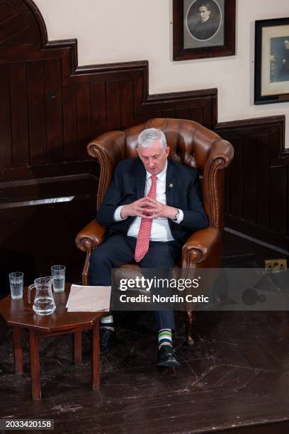 Sir Lindsay Hoyle, Speaker of the House of Commons, speaks at The Cambridge Union on February 23, 2024 in Cambridge, England.