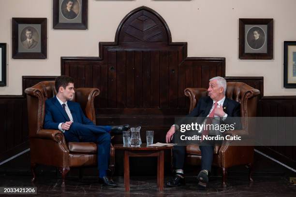 Sir Lindsay Hoyle, Speaker of the House of Commons, speaks at The Cambridge Union on February 23, 2024 in Cambridge, England.