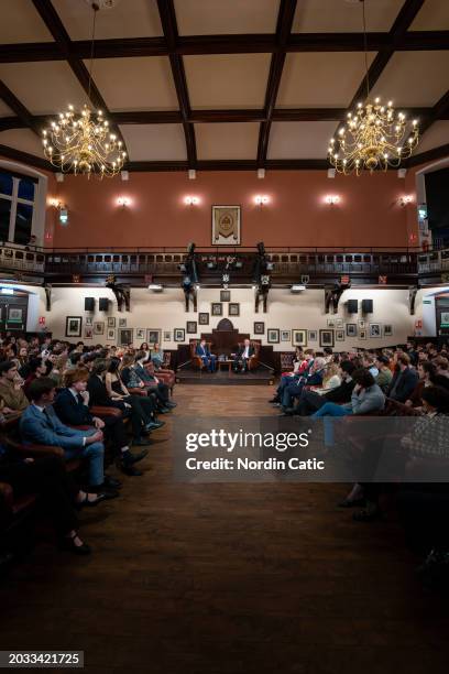 Sir Lindsay Hoyle, Speaker of the House of Commons, speaks at The Cambridge Union on February 23, 2024 in Cambridge, England.