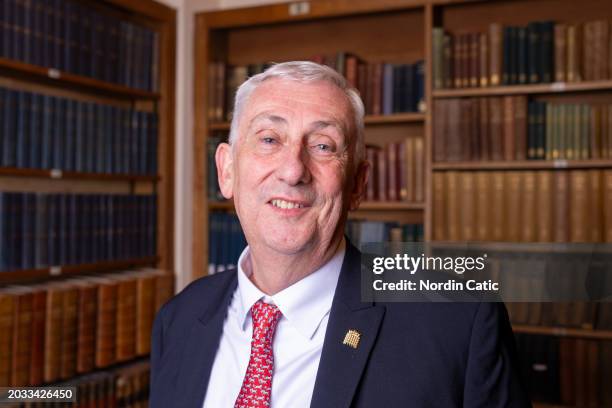 Sir Lindsay Hoyle, Speaker of the House of Commons, seen at The Cambridge Union on February 23, 2024 in Cambridge, England.