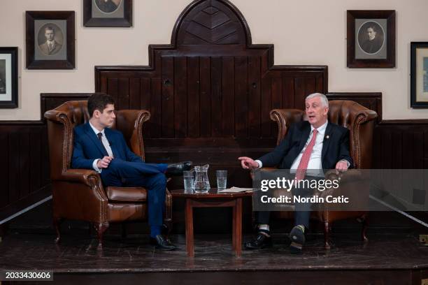 Sir Lindsay Hoyle, Speaker of the House of Commons, speaks at The Cambridge Union on February 23, 2024 in Cambridge, Cambridgeshire.