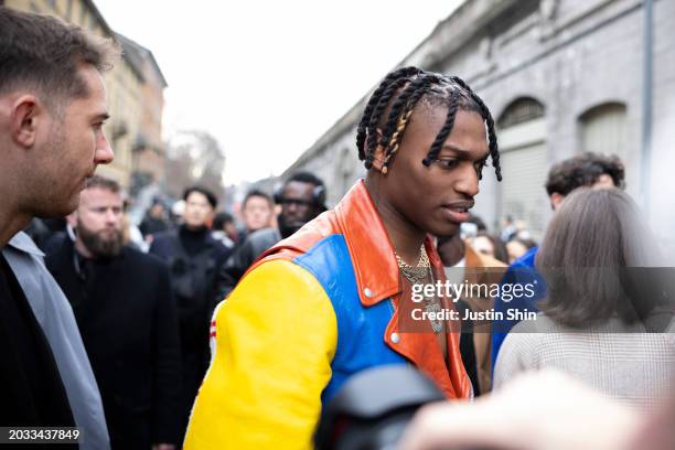 Rafael Leão arrives the Marni fashion show during the Milan Fashion Week Womenswear Fall/Winter 2024-2025 on February 23, 2024 in Milan, Italy.