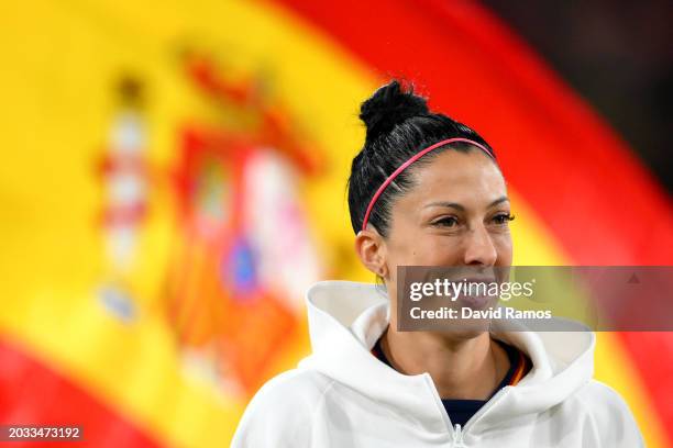 Jennifer Hermoso of Spain looks on prior to the UEFA Women's Nations League 2024 semifinal match between Spain and Netherlands at Estadio de La...